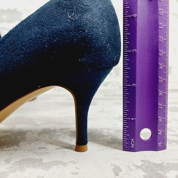 Charles By Charles David Navy Blue Suede Leather Slip On Pointy Toe Heels M201 - Picture 9 of 12